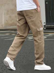 1pc Men's Multi-Pocket Cargo Pants, Suitable For Spring/Summer Beach, Vacation, Casual, Sports, Training, Outdoor, Loose Fit Minimalist Fashion Sweatpants, Fitness, Jogging, Straight Leg Trousers, Fall