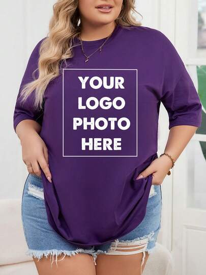 Customized Loose Women T-Shirt, Upload Your Own Photo/Group Photo/Pet Photo/Team Photo, Personalized Text/Birthday Wishes/Interesting Quotes/Slogans, Plus Size Women Round Neck Plus Size Sports T-Shirt, Customized Graphics Women T-Shirt, Women Black Casual Top, Anniversary Gift, Valentine's Gift, Birthday Gift, Best Friend Gift, Summer Women Top