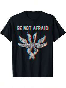 Be Not Afraid Biblically Accurate Angel Seraphim Glitch T-Shirt - Black - View 1