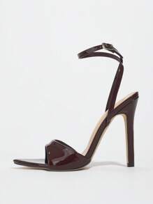Sandalias de mujer de tacón alto, de material de alta calidad suave, con punta puntiaguda, tira de tobillo sexy, tacón delgado y alto, para primavera/verano, discoteca, fiesta de alta gama, al aire libre, exhibición de moda, de calidad en color café oscuro