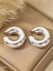 2pcs-6pcs Gothic Style Thick Hollow C-Shaped Ear Cuffs, Non-Piercing Earrings For Women Daily Wear