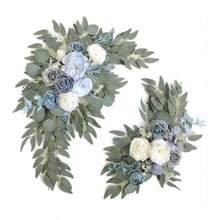 2pcs/Set Artificial Simulated Roses Wedding Decoration Flower For Wedding Birthday Holiday Party Home Festivals Indoor Outdoor Table Wall Door Window Chair Decoration Fake Flowers, Valentine's Day Decoration, Mother's Day Decoration - Màu xanh lam - Xem 6