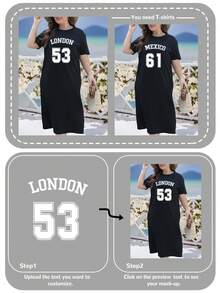 Customized Photo Print Women's Dress, Customize Your/Friend's/Lover's/Pet's Photo, Women's Comfortable Plus Size Black Maxi Dress, Women's Long Dress, Black Top Dress, Women's T-Shirt Dress, Birthday/Holiday Gift, Women's Black Long Dress - Black - View 4