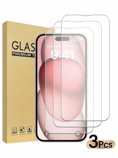 3 paquetes de protectores de pantalla de vidrio templado de alta definición compatibles con dispositivos Apple, resistentes a arañazos y golpes, con recubrimiento oleofóbico y superficie suave al tacto, adecuados para toda la serie Apple 17/17 Pro/17 Pro Max/17 Air/X/XR/11/12/13/14/15/16/16 Plus/16 Pro/16 Pro Max/16e
