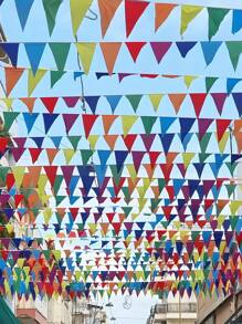 100 piezas / 50 m Banderas de Triángulo de Cuerda de Arco Iris, Decoración de Fiesta Vibrante, Banderín Elegante para Boda, Banderín Vintage Retro, Banderines de Triángulo de Lona - Fácil de Instalar, Reutilizable, Decoraciones Impermeables para Boda al Aire Libre, Cumpleaños, Fiesta de Navidad