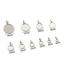 10 pièces/lot Base de cabochon vierge en acier inoxydable, pendentif de charme, convient pour des bijoux de 6 8 10 12 14 18 20 25 30 mm, fournitures de fabrication de bijoux
