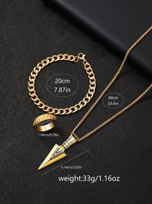 时尚 1 套男士石英表套装带日历功能锌合金表壳和表链，圆形表盘，电子驱动和指针显示，包括吊坠项链手链和戒指理想的生日适合日常佩戴、生日礼物、派对、节日聚会，也是送给自己或朋友的理想礼物不包括盒子