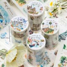 Landscape Washi Decorative Tape, 7.5cm Wide, 2m Long, Suitable For Phone Case Decoration, Item Accent Back To School