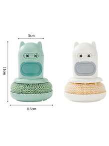 1 set Brosse de cuisine en pot style dessin animé avec pression automatique. Brosse de nettoyage et d'élimination des taches de pot mignonne.
