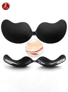 2 paia di reggiseni adesivi, reggiseni push-up, reggiseni invisibili senza spalline, reggiseni appiccicosi traspiranti e delicati sulla pelle per le donne, reggiseni riutilizzabili senza schienale per reggiseni e accessori per reggiseni (versione in tessuto migliorata)