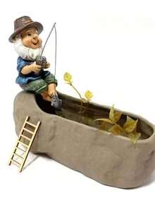 1pc Creative Fishing Dwarf Statue Miniature Dwarf Statue, Resin Dwarf Sculpture Outdoor Garden Dwarf Lawn Dwarf Statue, Gnome Outdoor Landscape Decoration, For Garden Lawn Pond Pool Decoration - Multicolor - View 10