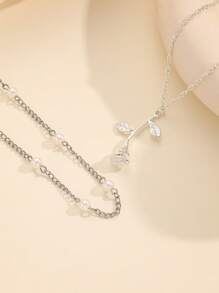 2 piezas Collar colgante con rosa de perla, accesorio de joyería elegante y de moda para mujeres, regalo para el Día de San Valentín, Día de la Madre, adecuado para uso diario, fiestas y festivales