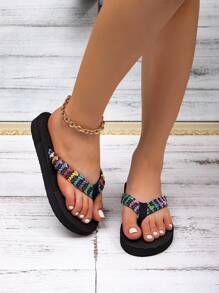 Summer New Women Sandals Outdoor Beach Shoes Straw Rope Bottom Ladies Slippers
