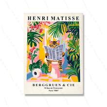 Moldura opcional de 1 peça, estampa moderna para banheiro, leopardo, chita, tigre, lince, arte de parede, maximalismo, Henri Matisse, imagens de animais, rosa, decoração tropical para banheiro - Multicolorido - Ver 10