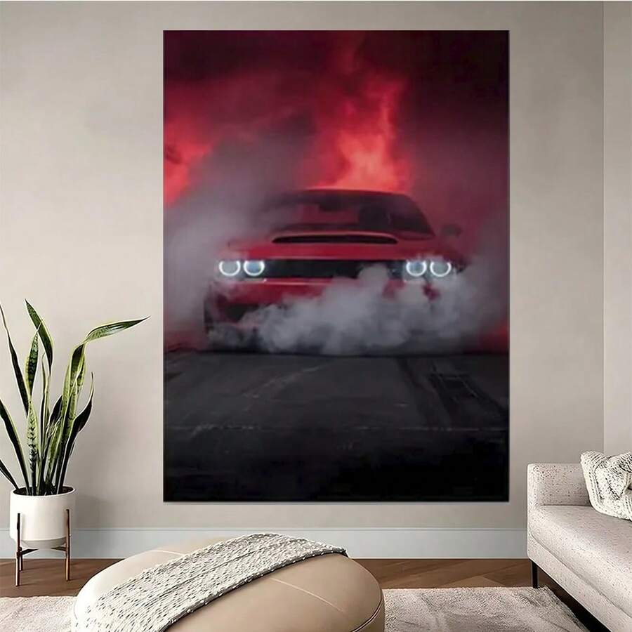1pc Framed 1 Pc Red Car Wall Art Deco Poster For Holiday Gifts Wooden  Canvas Painting High Quality Wall Art Prints Poster Direct Hanging Wall Picture Decor For Home Gifts, Living Room, Christmas Gift, Bathroom, Bedroom, Kitchen - Framed - View 1