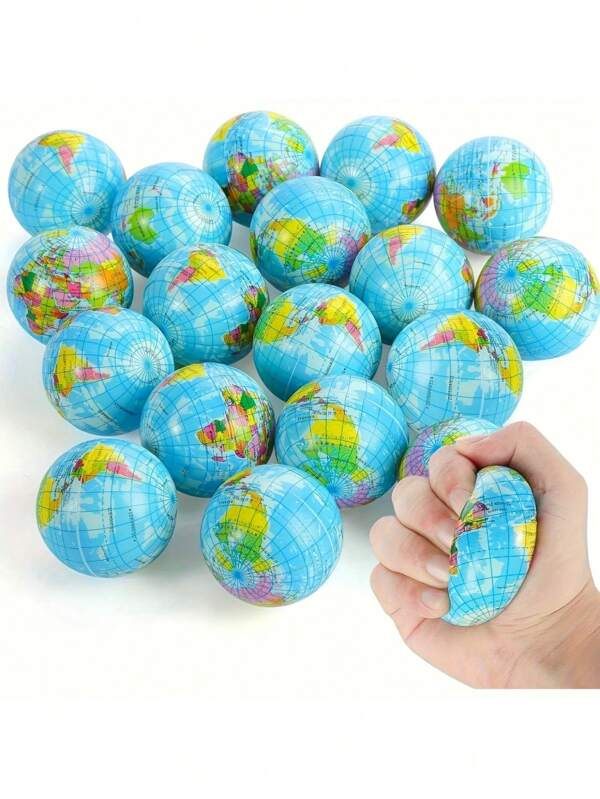 12 Palline antistress a forma di Terra blu - Giocattoli morbidi in spugna perfetti come regali per la Giornata della Terra, premi per carnevale e regali, per alleviare lo stress del lavoro e dello studio, giocattoli morbidi con un diametro di 6,35 cm
