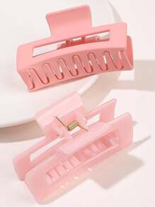 4 Stück Morandi Rosa rechteckige Haarklemmen, mädchenhafte Halbdutt Haargummis, Cut Out Haarspangen als lässige elegante Accessoires, praktisches Geschenk für Schule, Thanksgiving, Jahrestag Sommer