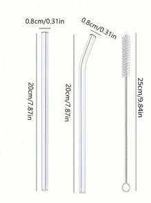 طقم قش من الزجاج 9 قطع مع فرشاة تنظيف - قش قابل لإعادة الاستخدام منحني ومستقيم للمشروبات والكوكتيلات - مثالي للمنزل والحفلات والبار ومحلات الشاي الفقاعي والمدارس