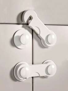 Multi-Function Anti-Pinch Hand Lock, Refrigerator Drawer Anti-Open Protection Lock - White - View 2