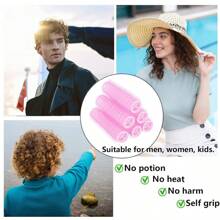 18 PIEZAS Rizadores de cabello sin calor, rizadores de cabello profesionales para salón, herramientas para peinados rizados DIY, peine de cola de rata para mujeres con cabello corto y medio (2 cm x 6 cm), esenciales para volver a la escuela, viajes y vacaciones, accesorios para el cabello para mujeres