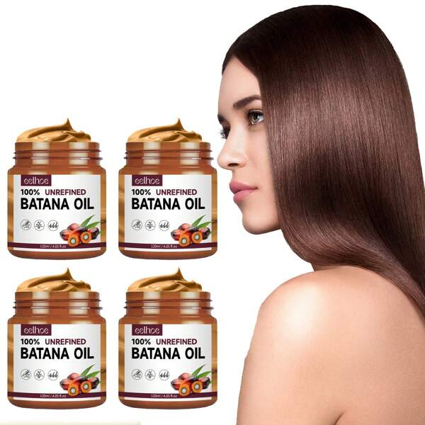 4-Stücke Batana Öl Haarspülung befeuchtet, repariert, stärkt und verhindert das Herabfallen der Haarwurzeln, macht sie weich, dicht, fest und flauschig