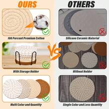 8-Piece Set Absorbent Coasters For Drinks, Minimalist Cotton Woven Coasters Coffee Table Decor Boho Cute Cup Coasters - Multicolor - View 3