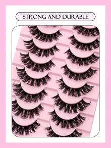 Asiteo 10 Pairs Natural Fluffy Thick Long False Eyelashes, D Curl, Suitable For Party, Ball, And Daily Makeup - Black - View 5