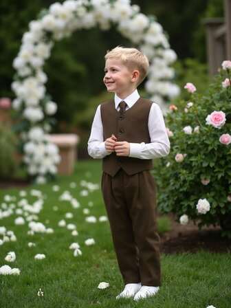 Boys Wedding/Performance/Birthday Party Formal Solid Color 3 PiecesSuit Set: Solid Color Vest + Pants + Tie
