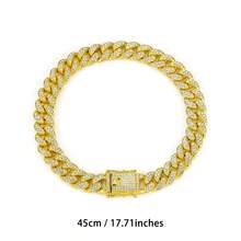 水钻镶嵌金狗项圈，嘻哈风格金狗项链，大金链，闪亮时尚宠物项圈 - 金色 - 查看 9