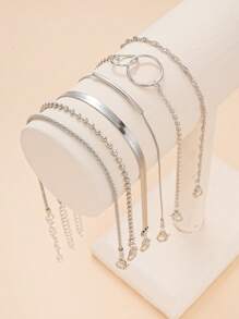 19/6 Stücke Strandsommer Ferien Herz Schmetterling Perlen Kunststein Quaste Charm Kette Fußkettchen Set, minimalistischer Metallakzent, elegantes vintage Design, geeignet für Urlaub, Partys, Geschenke, Alltag