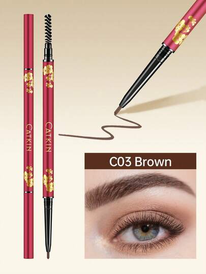  CATKIN Jade Eyebrow Pencil, Double-Ended Fine Tip, Defines Eyebrow Shape, Creates Delicate Eyebrow Makeup, C03 Brown