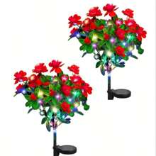 1 Peça Luz Solar de Flor de Rododendro - Decoração de Jardim Externa com LED, Luminária de Piso de Pátio Eficiente em Energia com Pétalas Refletivas Multicoloridas, Iluminação Solar para Caminho para Ambientação Noturna, Luzes de Jardim Noturno | Design de Luz Floral