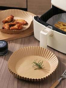 100 Pieces 6.3"/8" Disposable Air Fryer Mat, Round Air Fryer Paper Liners, Paper Bowl For Basket, Baking Tray, Oven Accessories, Cooking Tools, Kitchen Utensils, Kitchen Accessories Back To School