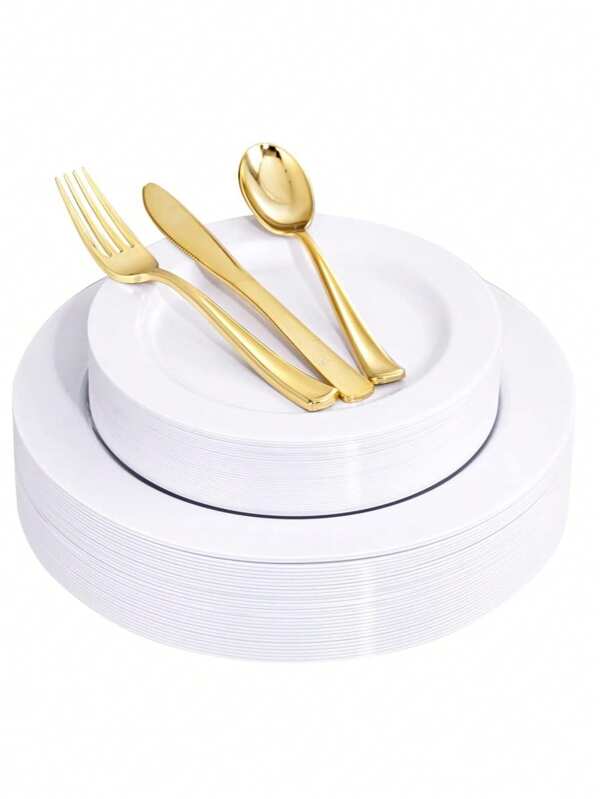 25pieces Of Pure White Round Cake Dessert Plates, High-Looking Fruit Salad Plates, Reusable And Easy To Clean. Great For Weddings, Birthday Parties, Family Gatherings And Outdoor Team Building, Schools, Restaurants, Kitchens, Christmas Tableware