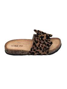 Women's Leopard Print Bow Accent Fashion Slide Sandal - Leopard - View 2