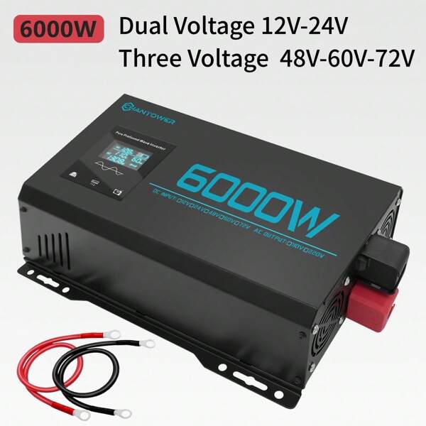 CHANTOWER 6000W Dual Voltage Pure Sine Wave Inverter DC 12V/24V 48V/60V/72V To AC 220V Power Converter Car Solar Inverter