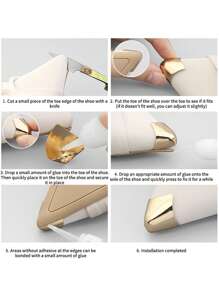 2pcs Metal Shoe Toe Protector, Anti-Kick Wear-Resistant Decorative Shoe Tip Clip-On (Without Glue) For Modifying High Heels, Pointed Toe & Wedge Shoes
