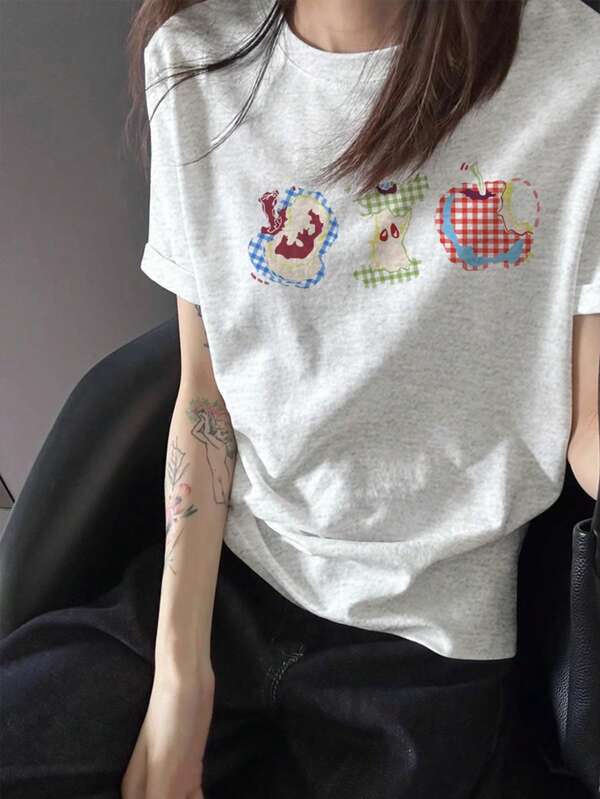 Printed Short Sleeve T-Shirt Blouse For Women, Summer