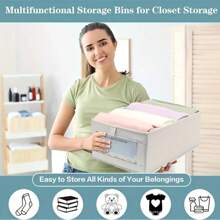 1pc Linen Storage Box With Transparent Window, Cotton Fabric Storage Container For Organizing Clothes, Toys, Books, Essential For Home & Dorm