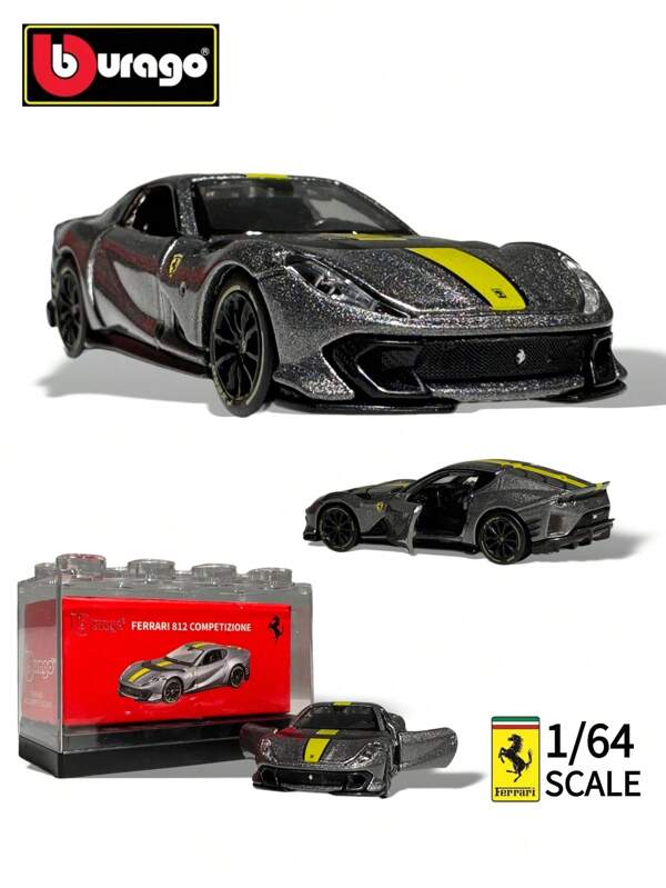 Burago Bburago Ferrarl 812 Competizione Cinza 1:64 Modelo de Carro de Corrida de Simulação de Liga Coleção de Modelos de Carros de Corrida Pequenos Modelos de Carros de Corrida Podem Ser Enviados para Presentes de Aniversário Masculinos