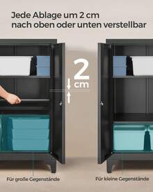 SONGMICS Aktenschrank, Mehrzweckschrank, Büroschrank mit 2 Türen, Schrank abschließbar, Aufbewahrungsschrank aus Stahl, für Arbeitszimmer, Wohnzimmer, Mattschwarz - Schwarz - Übersicht 5