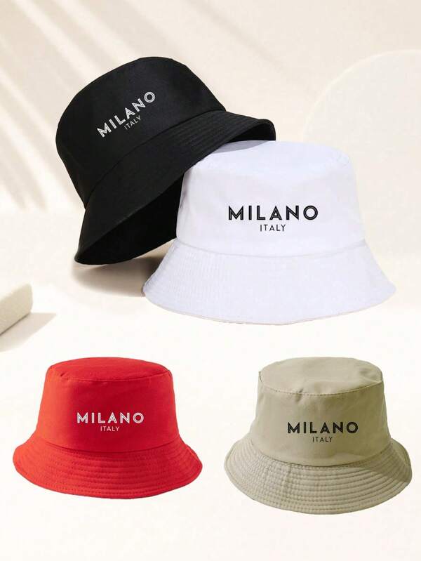 2 Packs Of Colorful Unisex MILANO Letter Pattern Couple Bucket Hats, Suitable For Outdoor Travel, Beach Vacation, Sun Protection, Suitable For Festivals And Casual Fashion Matching, Best Holiday Gift Men's Sun Hat Summer Hat, Suitable For Summer Outdoor Activities Such As Hiking And Fishing