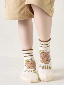 5 Pairs Of Breathable Mesh Socks For Boys And Girls Aged 2-16 In Spring And Summer, Cute Capybara, Suitable For Medium, Large, And Small Children's Socks, Fashionable - Multicolor - View 3