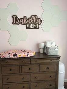 Letrero de nombre de guardería personalizado 3D de madera y acrílico, cartel de nombre personalizado de madera, decoración de habitación de bebé artesanal, regalo único para baby shower | Arte de pared de madera - Multicolor disponible, hogar estético - Multicolor - Ver 5