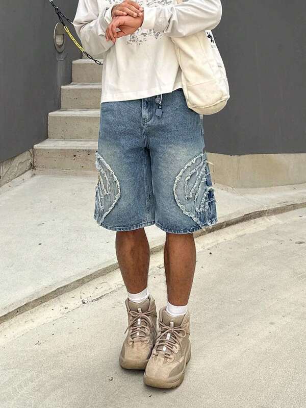 Globe Swift Loose Casual Washed Denim Shorts For Men