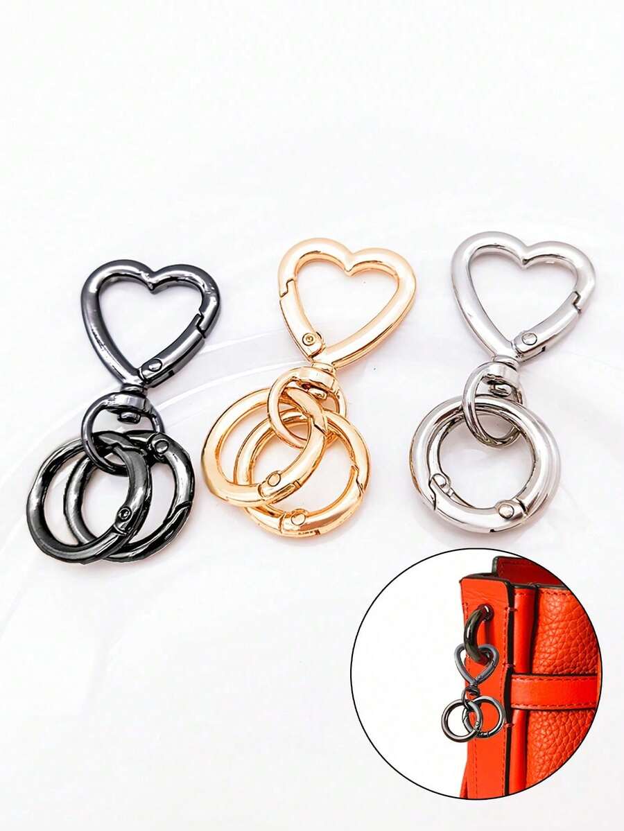 1 Set Heart Shaped Spring Clasp And Spring Ring Combination, Convenient For Keychain, Dog Leash, Backpack Accessories, Keychain Pendant, Openable Handbag Strap Connector, Outdoor Camping Hiking Accessories, Suitable For DIY Lanyard Dog Clips, Jewelry Metal Keychains, Metal Shaped Keychains, Bag Clips, Dog Leash Clips