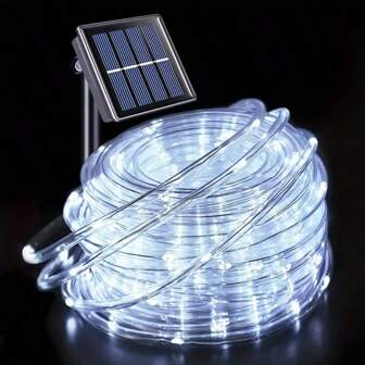 1PC Solar Tube String Light - Outdoor LED Copper Wire Light Strip, 8 Lighting Modes, Outdoor Waterproof, Daytime Charging, Automatic Lighting At Night, Suitable For Garden Decoration, Parties, Weddings, Christmas, Halloween And Holiday Lighting (50/100/200/300 LED),Led Solar Fairy LED Strip Lights