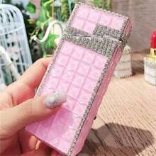 1 pezzo Custodia per sigarette con strass, capacità di 20 sigarette, apertura automatica, scatola sottile per sigarette lunghe, custodia per sigarette con decorazioni in strass creativa per donne, accessori per fumatori, accessori per fumatori femminili, porta sigarette, custodia portasigarette