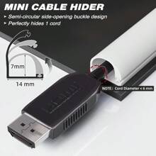 Self-Adhesive Cable Concealers With Side Opening (For Easy Cable Replacement), Flexible Cable Management For Home Audio, PVC Soft Cable Trunking, Surface-Mount Cable Trunking For Wall-Mounted TVs, Usable For Floor, Home And Office, White Expansion Cover, 1.5cm (Width) X 1.0cm (Height)