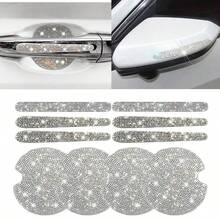 10 piezas Pegatinas de coche con brillantes rhinestones - Pegatinas para manijas de puertas de coche - Pegatinas para puertas de coche - Pegatinas decorativas para espejos retrovisores de coche - Pegatinas protectoras para cuencos de puertas de coche - Pegatinas antiarañazos y antichoques - diamantes de imitación brillantes - Ver 7